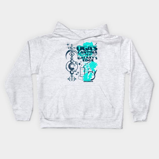 Oga's Cantina at the Edge of the Galaxy Orlando Florida Bar and Lounge Kids Hoodie by Joaddo